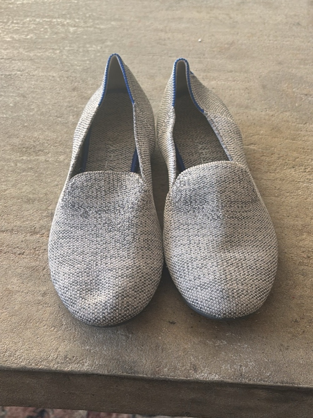 Rothy's Size 8.5, The Loafer Gray/Heather with Blue/White Back Stripe Shoes A-6